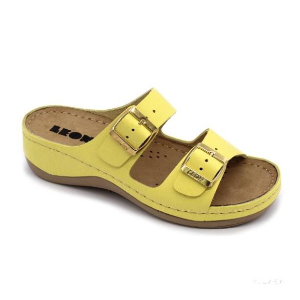 LEON 908 LEON COMFORT NŐI BŐR PAPUCS - sárga,csak 40-es méret