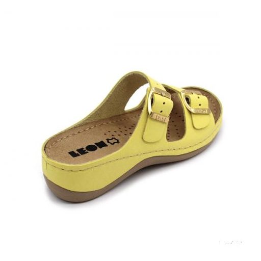 LEON 908 LEON COMFORT NŐI BŐR PAPUCS - sárga,csak 40-es méret