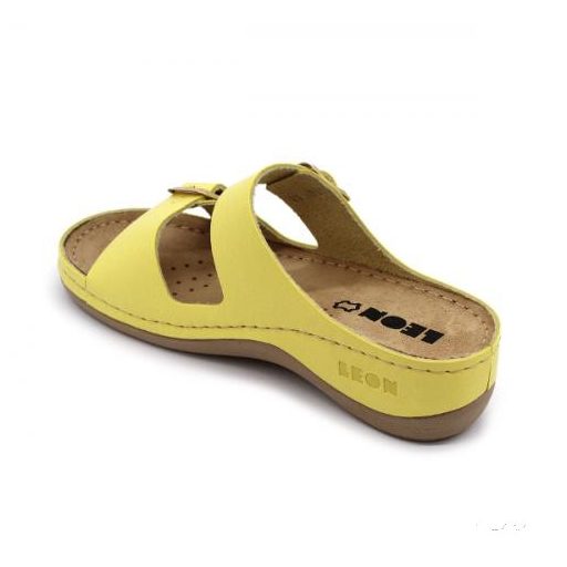 LEON 908 LEON COMFORT NŐI BŐR PAPUCS - sárga,csak 40-es méret