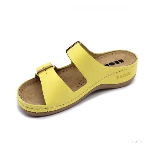 LEON 908 LEON COMFORT NŐI BŐR PAPUCS - sárga,csak 40-es méret