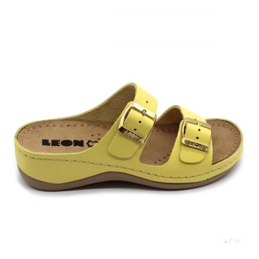 LEON 908 LEON COMFORT NŐI BŐR PAPUCS - sárga,csak 40-es méret