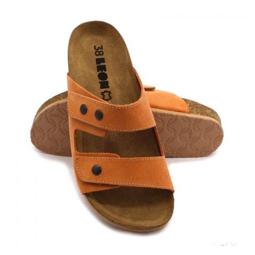 4050 LEON COMFORT NŐI BŐR PAPUCS -narancssárga velur