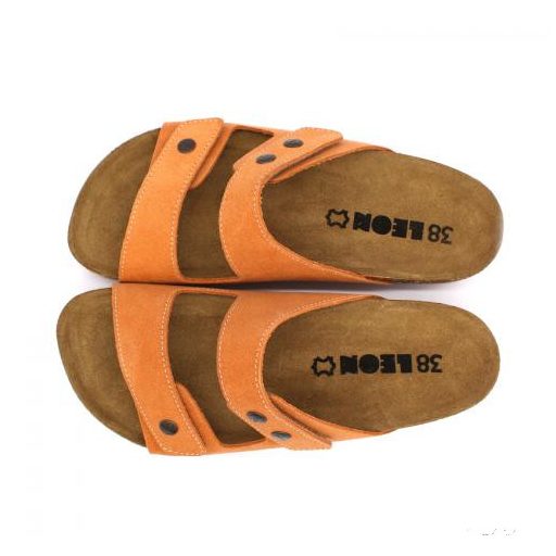 4050 LEON COMFORT NŐI BŐR PAPUCS -narancssárga velur