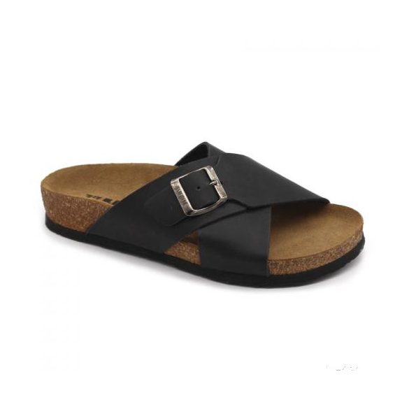 4053 LEON COMFORT NŐI BŐR PAPUCS-fekete orlando