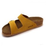 4050 LEON COMFORT NŐI BŐR PAPUCS -sárga velur,csak 39-es méret