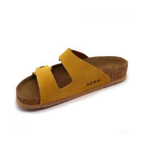 4050 LEON COMFORT NŐI BŐR PAPUCS -sárga velur,csak 39-es méret