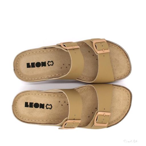 LEON 955 LEON COMFORT NŐI BŐR PAPUCS - bézs ,csak 38-as méret