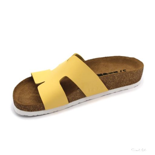4054 LEON COMFORT NŐI BŐR PAPUCS-sárga