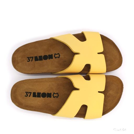 4054 LEON COMFORT NŐI BŐR PAPUCS-sárga
