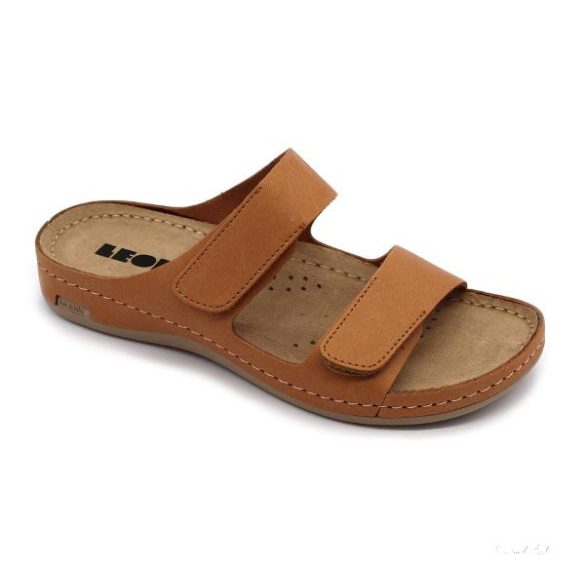 LEON 954 LEON COMFORT NŐI BŐR PAPUCS - barna,csak 41-es méret