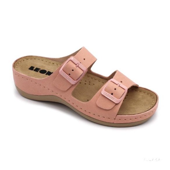 LEON 908 LEON COMFORT NŐI BŐR PAPUCS - rose,csak 42-es méret