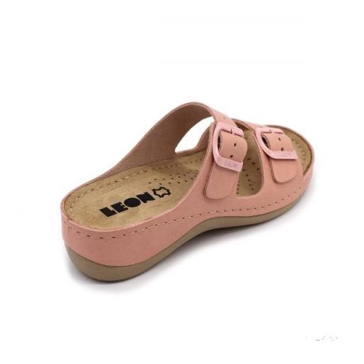 LEON 908 LEON COMFORT NŐI BŐR PAPUCS - rose,csak 42-es méret