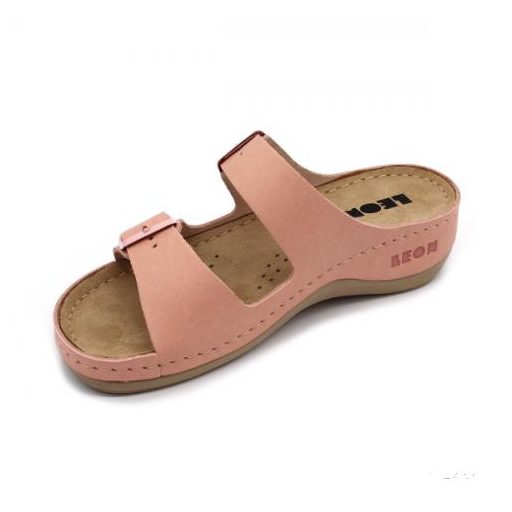 LEON 908 LEON COMFORT NŐI BŐR PAPUCS - rose,csak 42-es méret