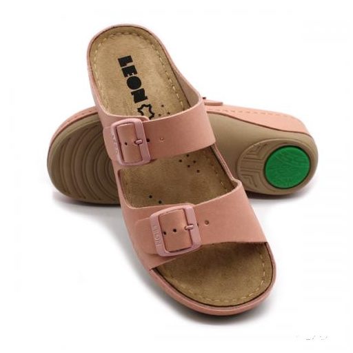 LEON 908 LEON COMFORT NŐI BŐR PAPUCS - rose,csak 42-es méret