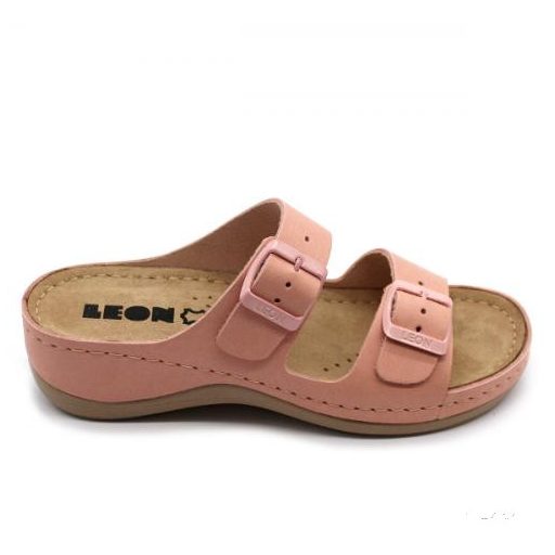 LEON 908 LEON COMFORT NŐI BŐR PAPUCS - rose,csak 42-es méret