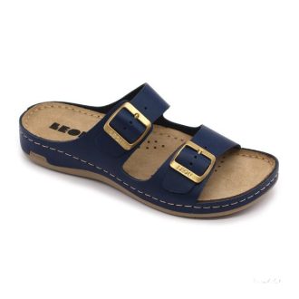   LEON 955 LEON COMFORT NŐI BŐR PAPUCS - kék,csak 37-es méret