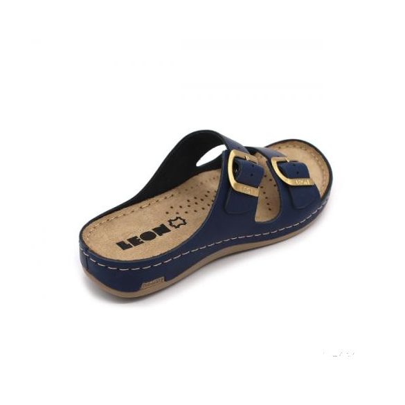 LEON 955 LEON COMFORT NŐI BŐR PAPUCS - kék,csak 38-as méret