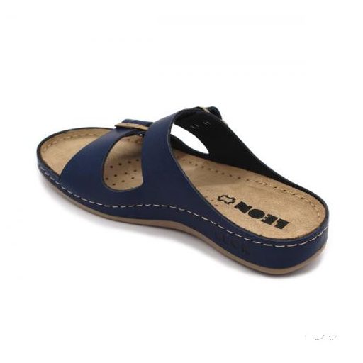 LEON 955 LEON COMFORT NŐI BŐR PAPUCS - kék,csak 37-es méret