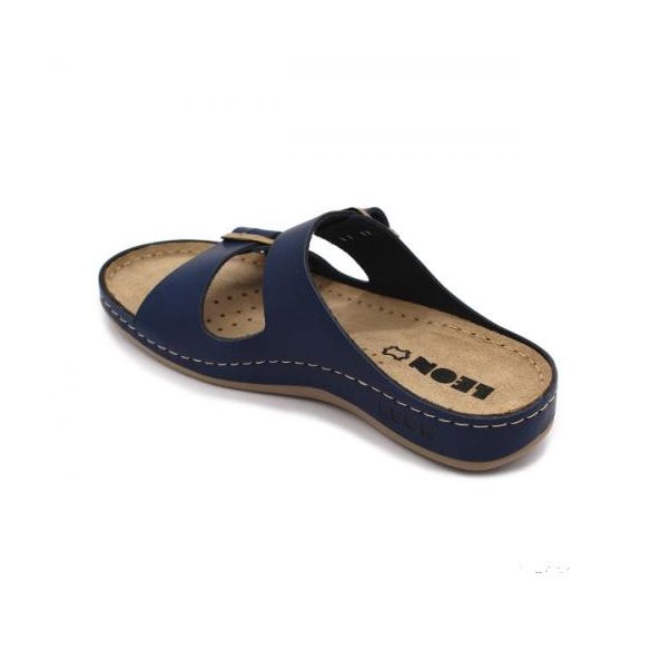 LEON 955 LEON COMFORT NŐI BŐR PAPUCS - kék,csak 38-as méret