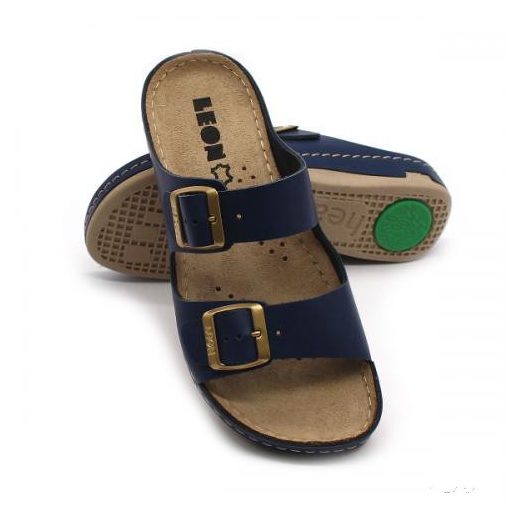 LEON 955 LEON COMFORT NŐI BŐR PAPUCS - kék,csak 37-es méret