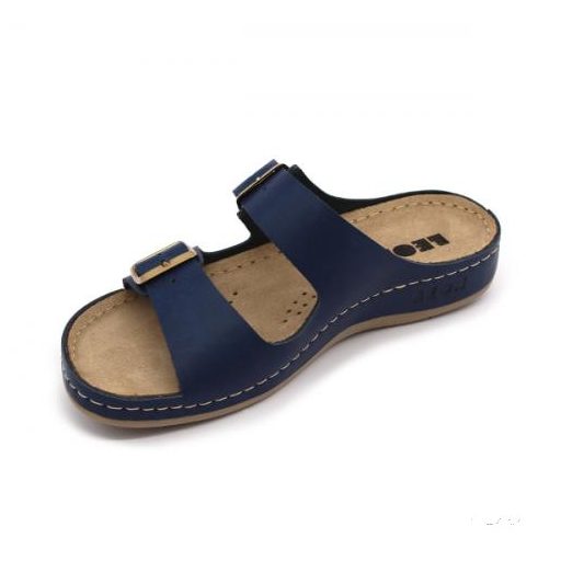 LEON 955 LEON COMFORT NŐI BŐR PAPUCS - kék,csak 37-es méret