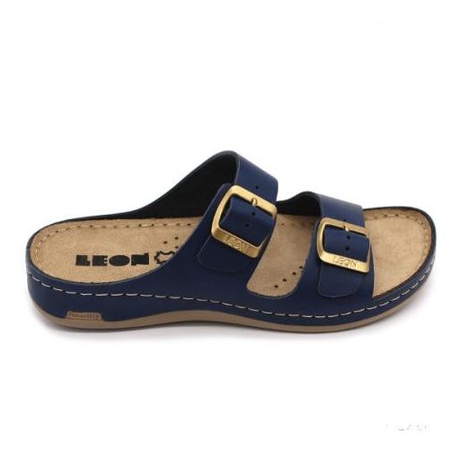 LEON 955 LEON COMFORT NŐI BŐR PAPUCS - kék,csak 37-es méret