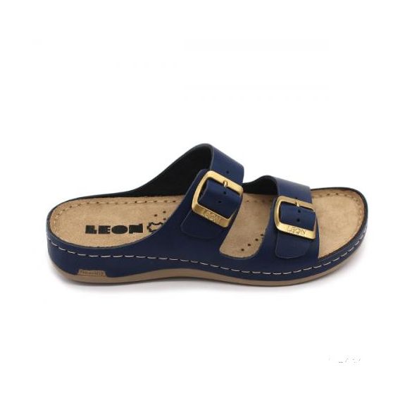 LEON 955 LEON COMFORT NŐI BŐR PAPUCS - kék,csak 38-as méret