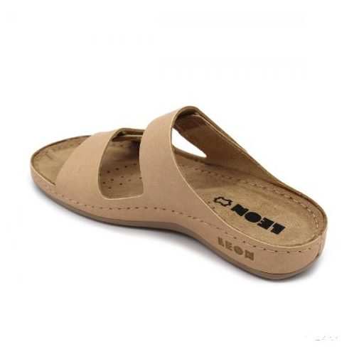LEON 954 LEON COMFORT NŐI BŐR PAPUCS - bézs,csak 41-es méret