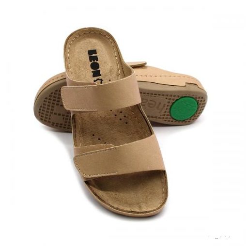 LEON 954 LEON COMFORT NŐI BŐR PAPUCS - bézs,csak 41-es méret