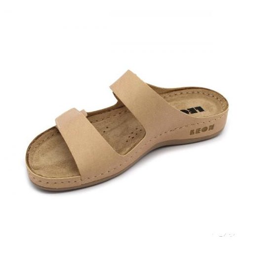 LEON 954 LEON COMFORT NŐI BŐR PAPUCS - bézs,csak 41-es méret