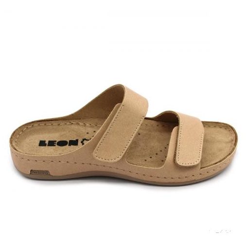 LEON 954 LEON COMFORT NŐI BŐR PAPUCS - bézs,csak 41-es méret