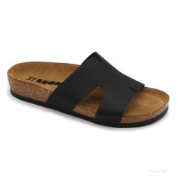 4054 LEON COMFORT NŐI BŐR PAPUCS-fekete
