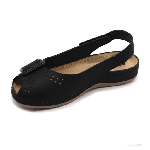 968 LEON COMFORT NŐI BŐR SZANDÁL-fekete