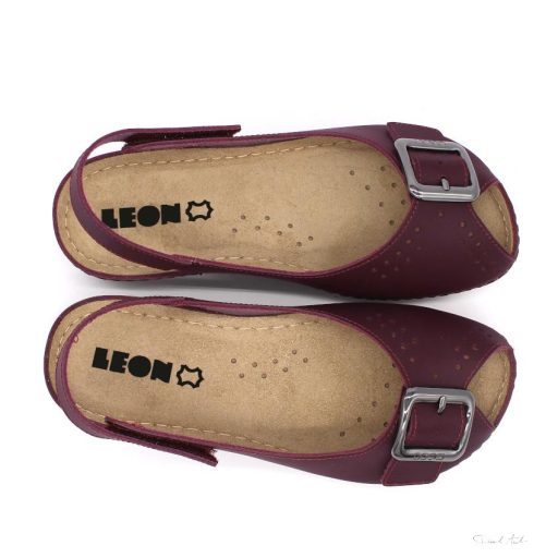 968 LEON COMFORT NŐI BŐR SZANDÁL-bordó