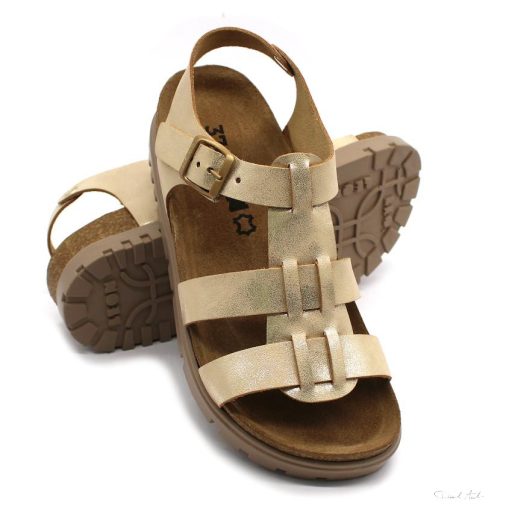 6300 LEON COMFORT NŐI BŐR SZANDÁL-arany