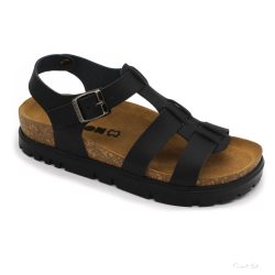 6300 LEON COMFORT NŐI BŐR SZANDÁL-fekete
