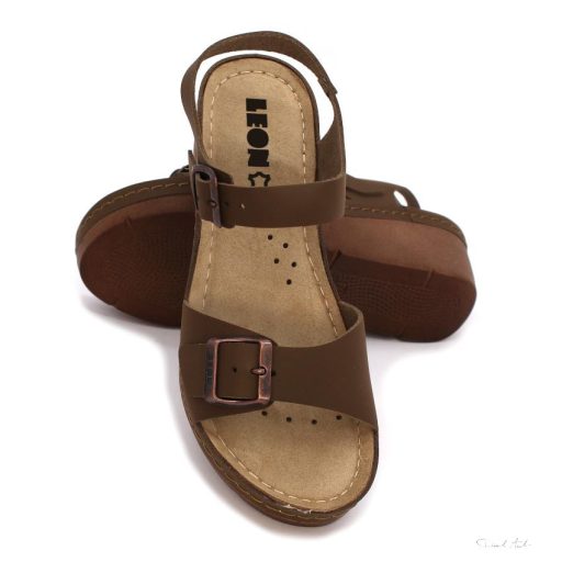 1130 LEON COMFORT NŐI BŐR SZANDÁL-barna