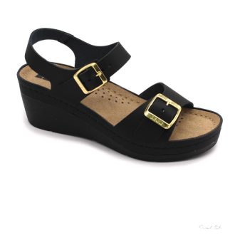 1130 LEON COMFORT NŐI BŐR SZANDÁL-fekete