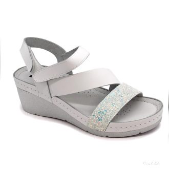 1120 LEON COMFORT NŐI BŐR SZANDÁL-fehér