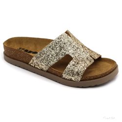 7030 LEON COMFORT NŐI BŐR PAPUCS-arany csillogós