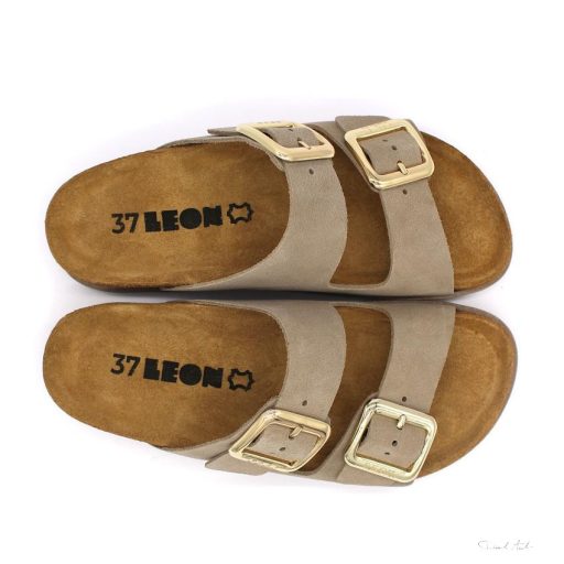 7010 LEON COMFORT NŐI BŐR PAPUCS-szürke
