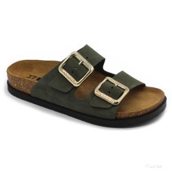7010 LEON COMFORT NŐI BŐR PAPUCS-zöld