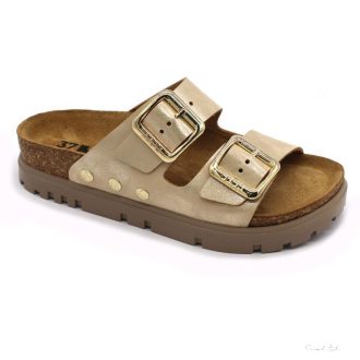 6010 LEON COMFORT NŐI BŐR PAPUCS-arany
