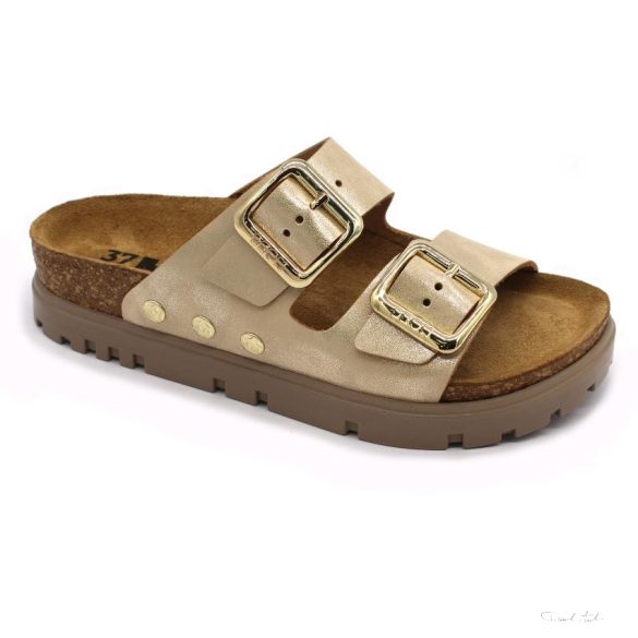 6010 LEON COMFORT NŐI BŐR PAPUCS-arany