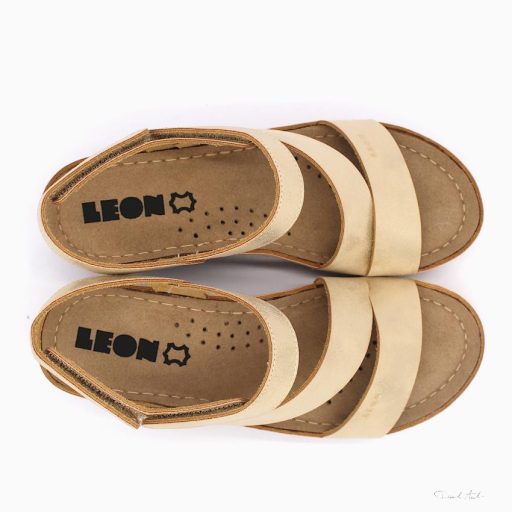 1120 LEON COMFORT NŐI BŐR SZANDÁL-arany