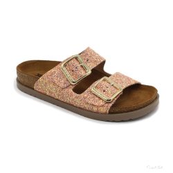 7011 LEON COMFORT NŐI BŐR PAPUCS-rose csillogós