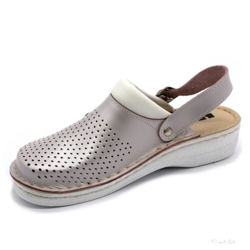 Leon V202 női bőr papucs - perla