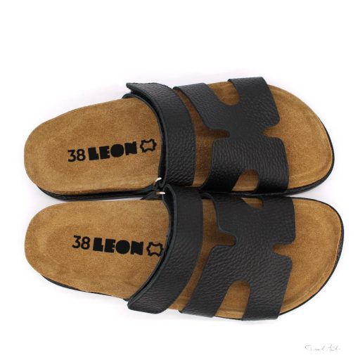 LEON 7032 LEON COMFORT NŐI BŐR PAPUCS-fekete