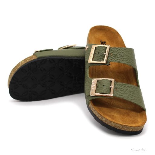 LEON 4014 LEON COMFORT NŐI BŐR PAPUCS-zöld