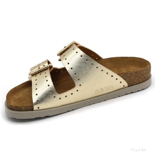 LEON 7012 LEON COMFORT NŐI BŐR PAPUCS-arany